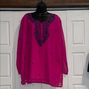 Roopam Sarees Elegant Magenta Embroidered Women's Tunic